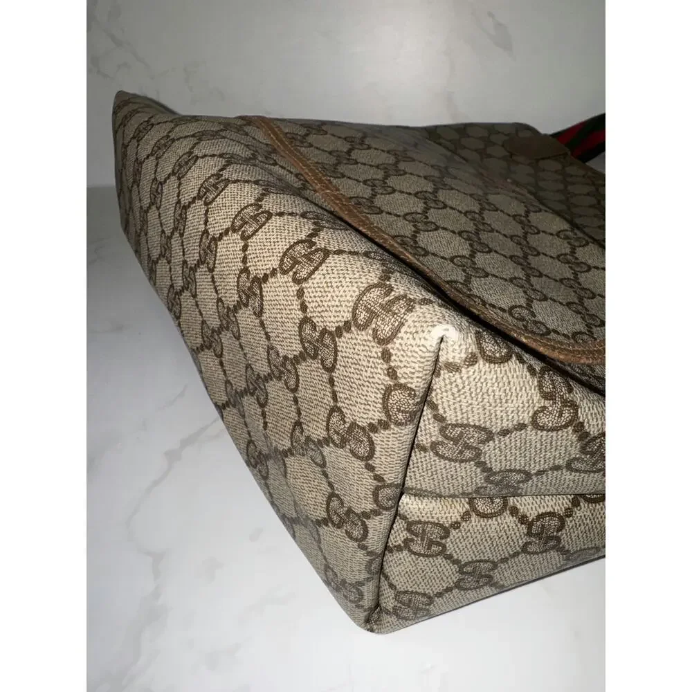 Gucci Vintage GG Supreme Monogram Sherry Cloth Tote - Good Condition